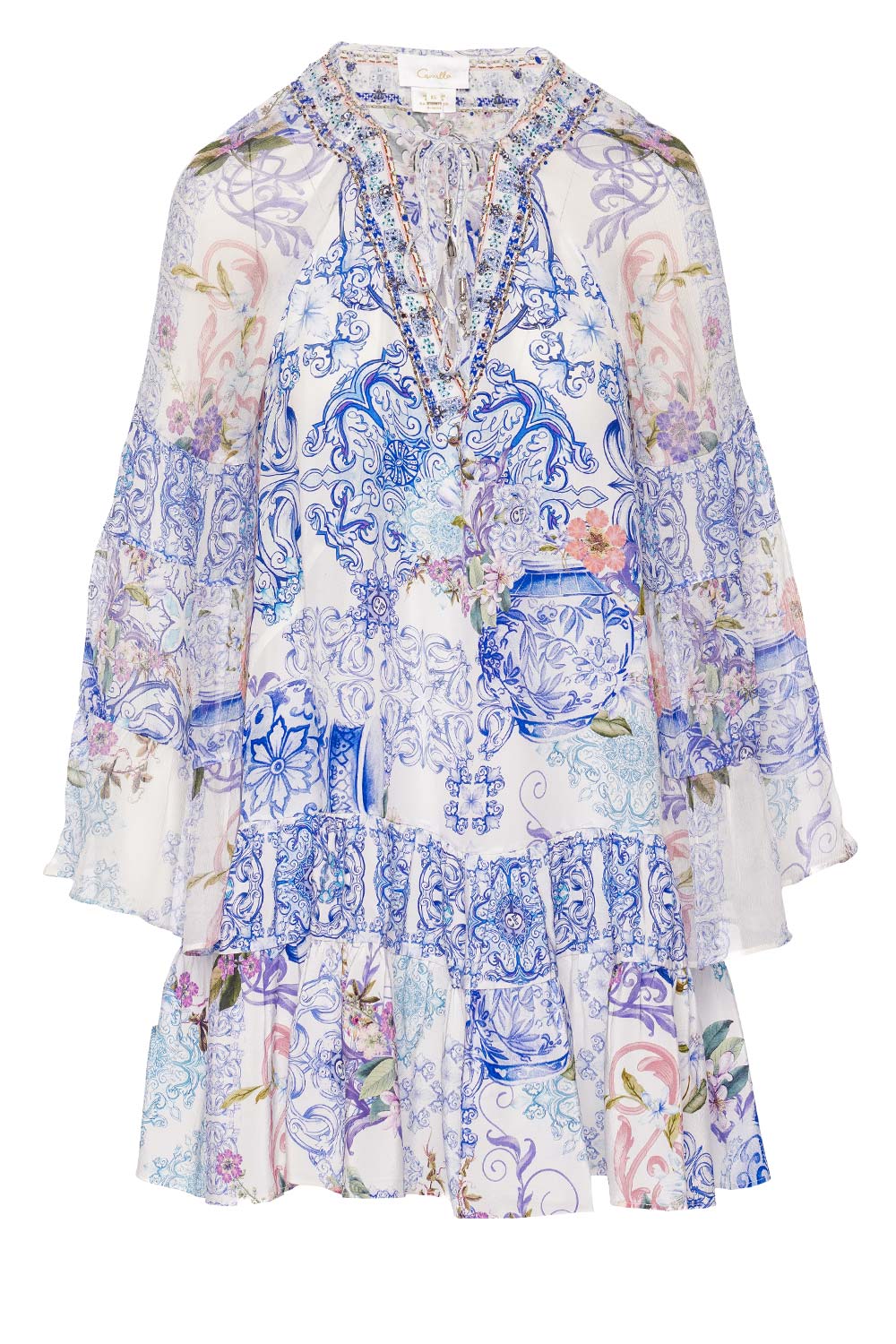 Camilla Paint Me Positano Gathered Panel Mini Dress