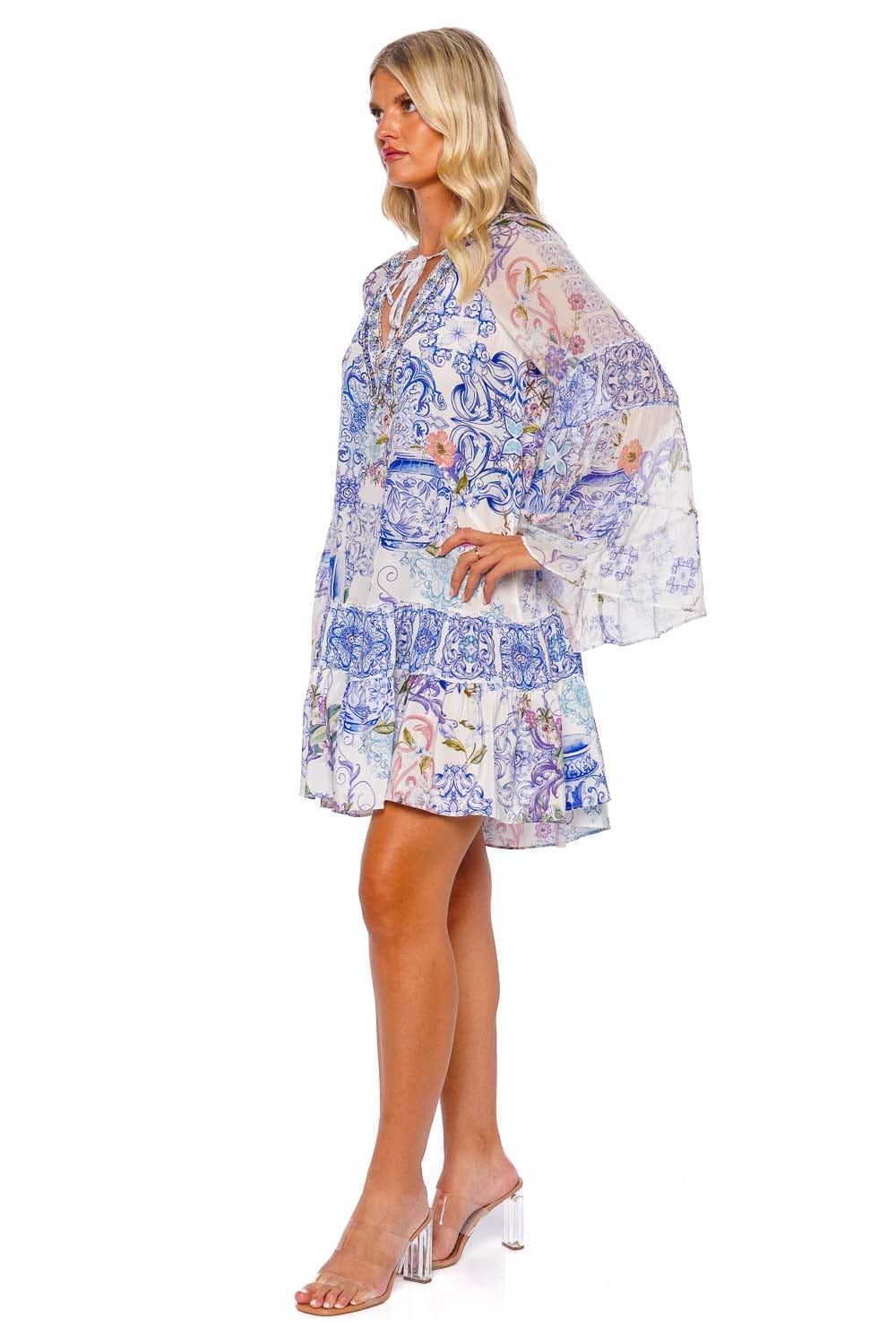 Camilla Paint Me Positano Gathered Panel Mini Dress