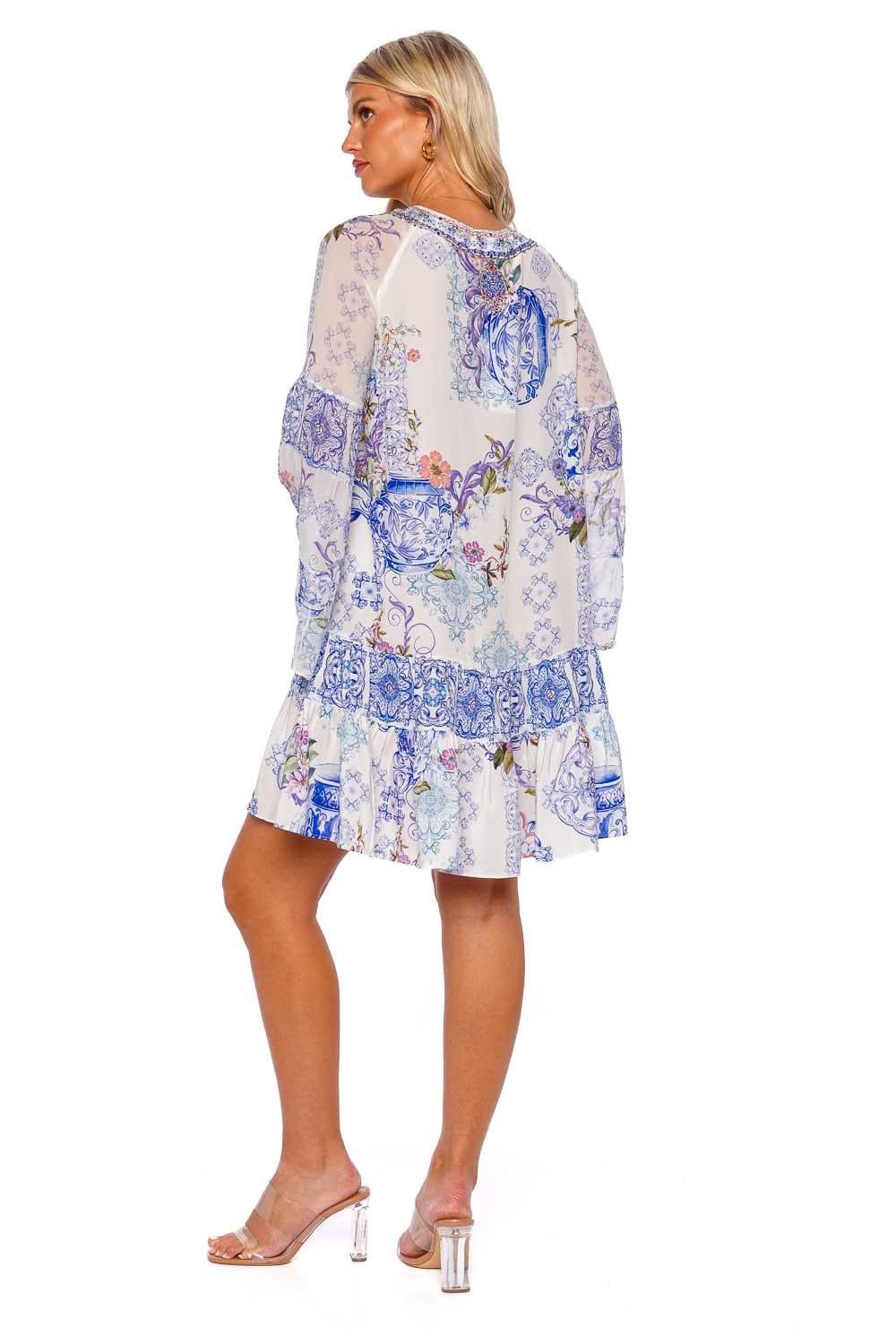 Camilla Paint Me Positano Gathered Panel Mini Dress