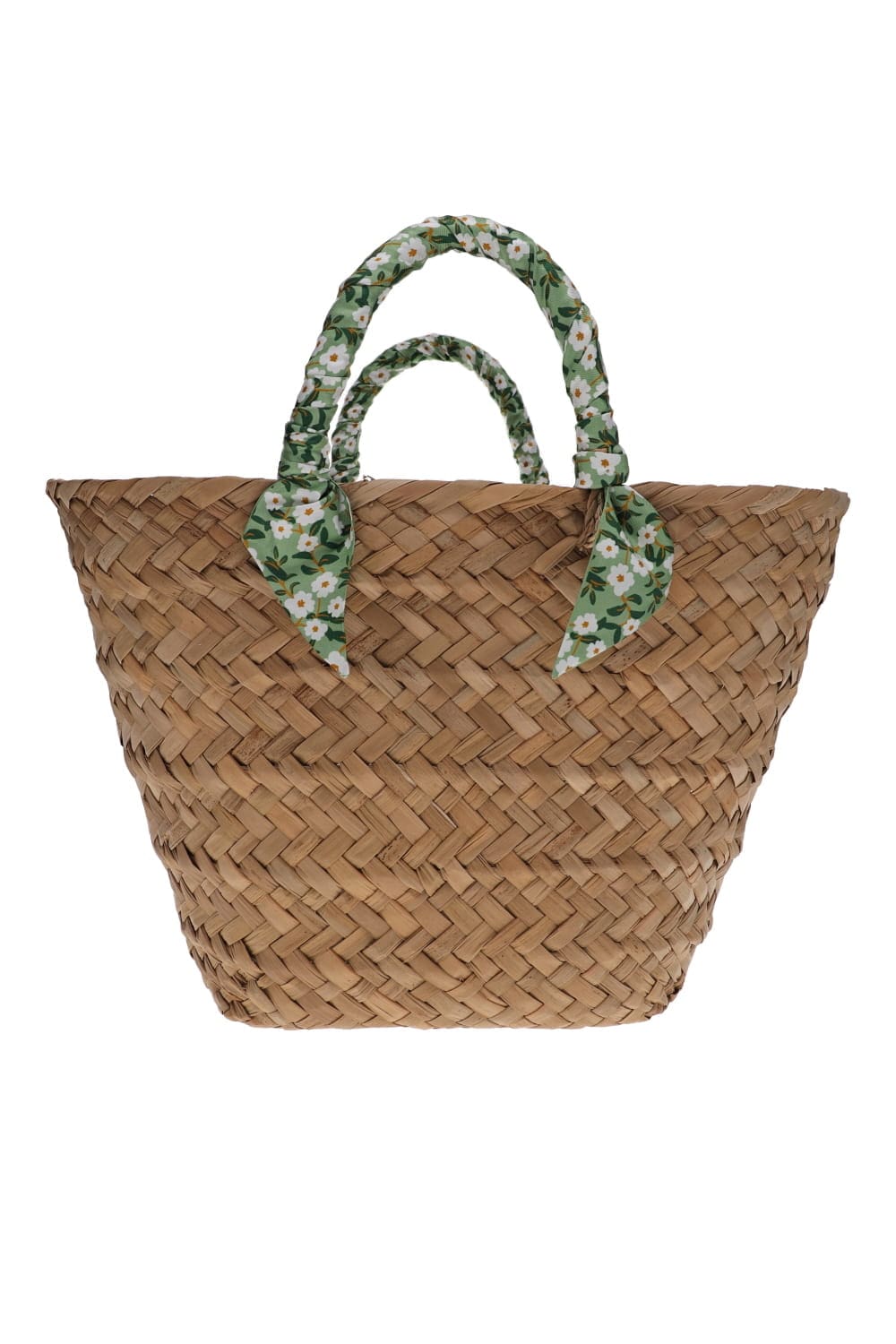 KAYU Natalie Green Floral Scarf Straw Tote