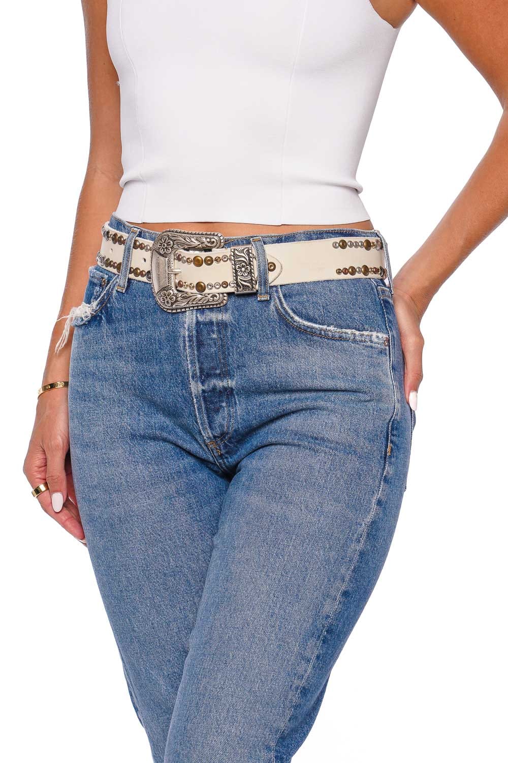 Golden Goose Off White Wash Leather Belt