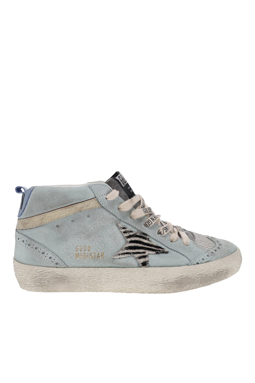Golden Goose Mid Star Aquamarine Suede Leather Sneakers