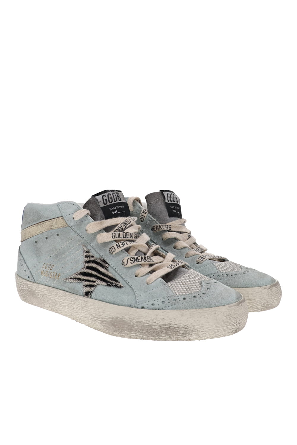 Golden Goose Mid Star Aquamarine Suede Leather Sneakers