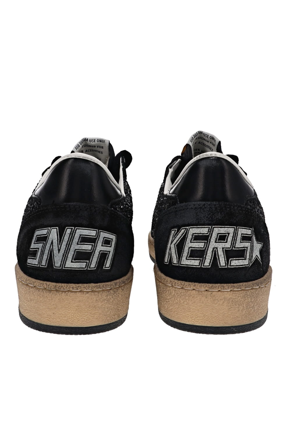 Golden Goose Ball Star Black Suede Glitter Low Top Sneakers