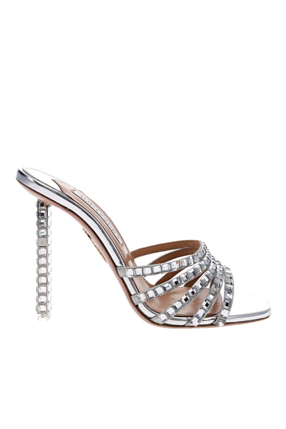 Rock Chic Silver Crystal Leather Mules