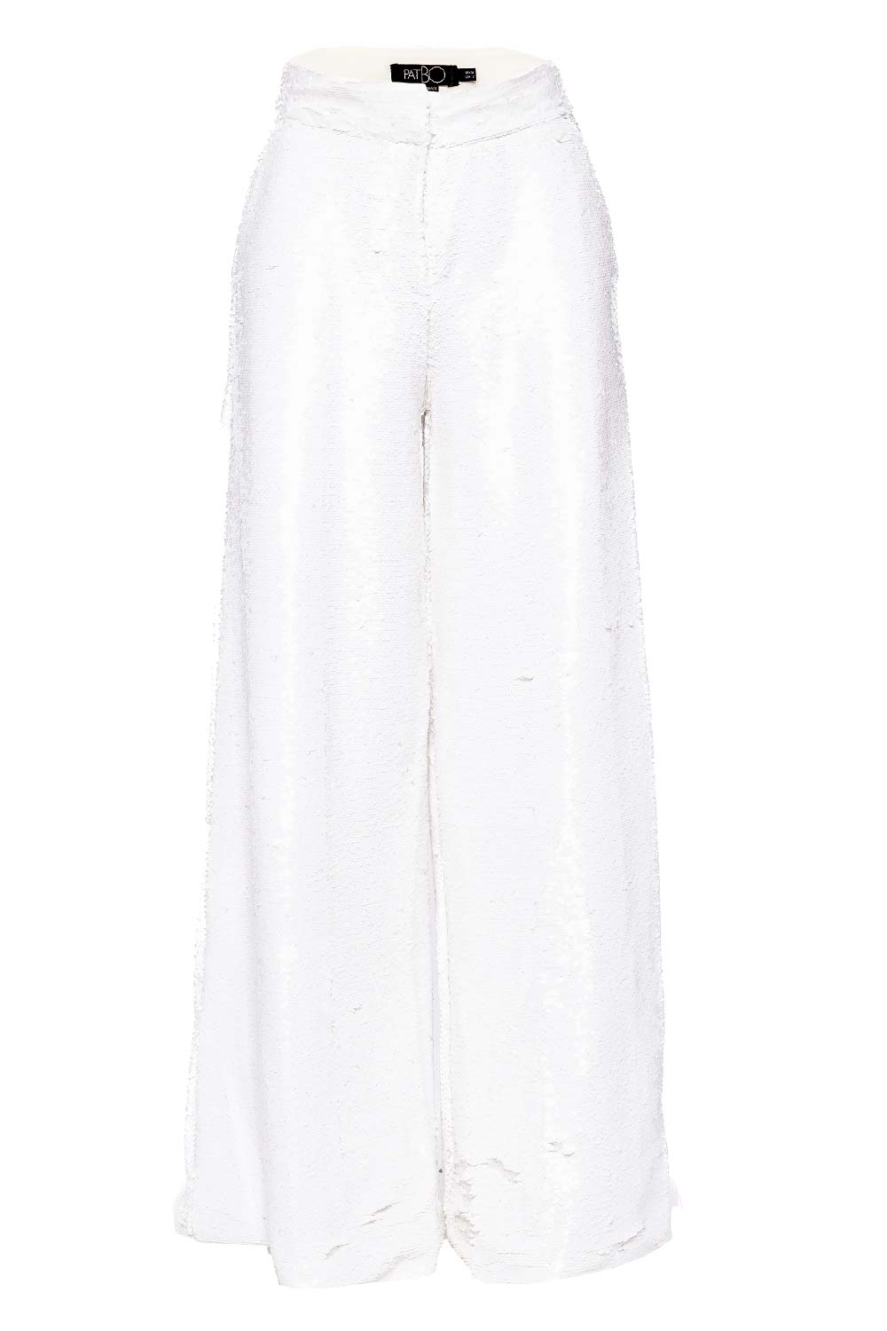 PatBO White Sequin Wide Leg Pant