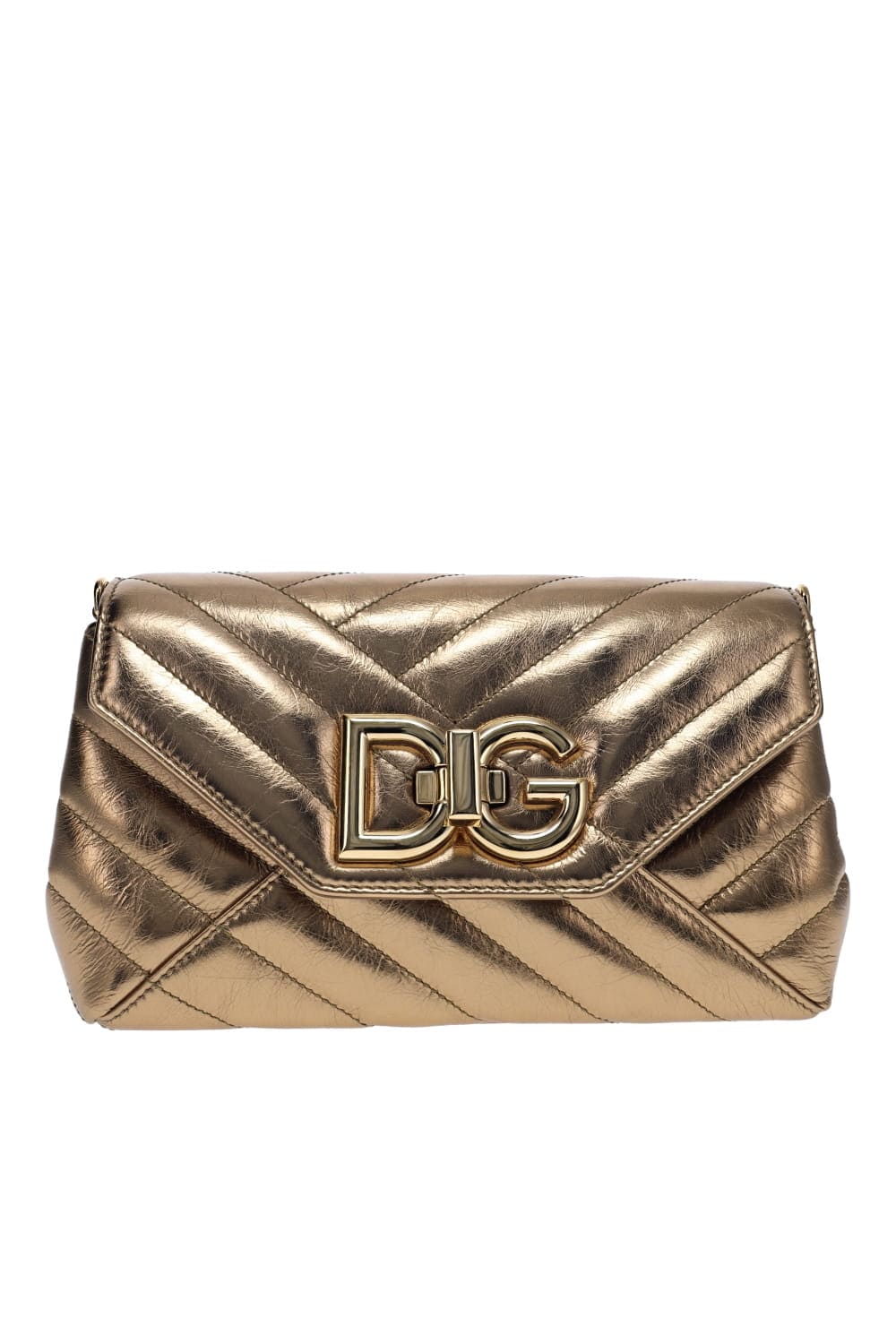 Gold Logo Quilted Leather Shoulder Bag