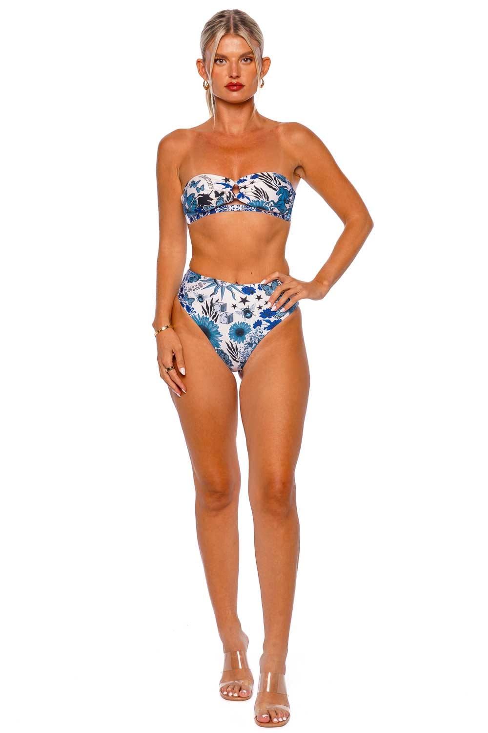 Agua Bendita Penelope Embellished High Rise Bikini Bottom