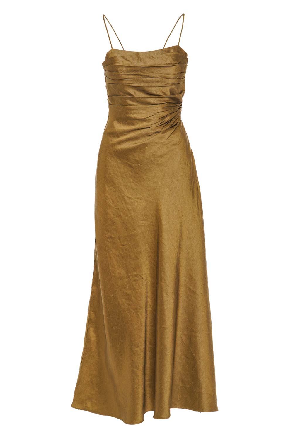 Aje. Clarice Deep Olive Draped Maxi Dress