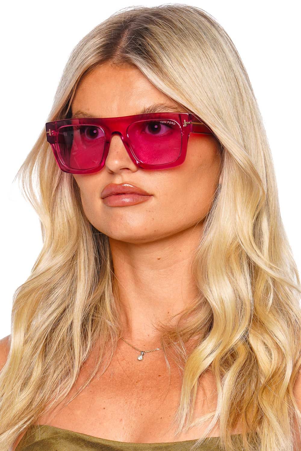Tom Ford Eyewear FT0711 Shiny Transparent Fuchsia Sunglasses FT0711 Fuchsia