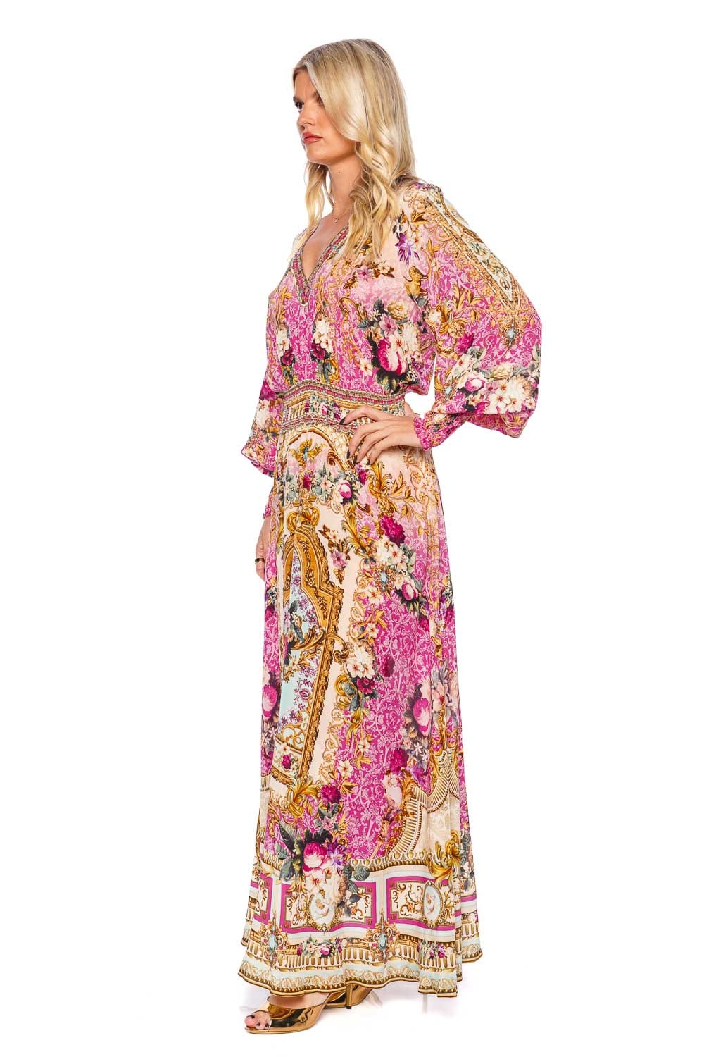 Camilla DRESS W/ SHIRRED WAIST AND CUFF MAXI 00025604-CALLCANA CALL OF THE CANAL