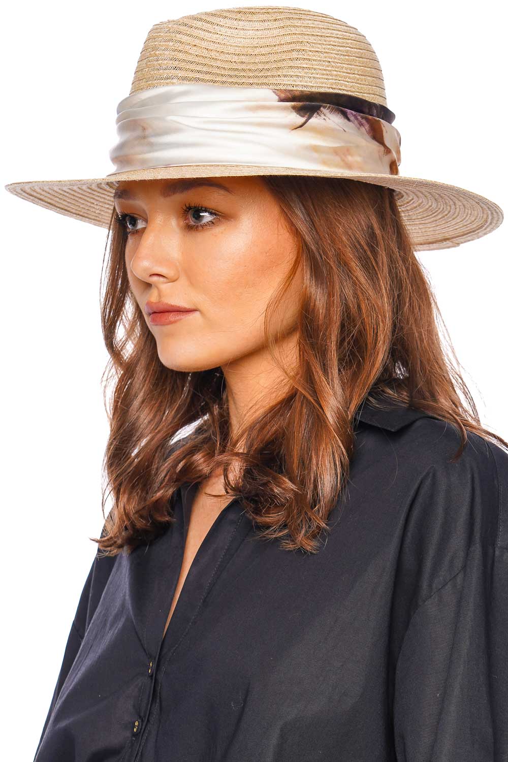 Eugenia Kim Courtney Natural Scarf Trim Fedora Hat