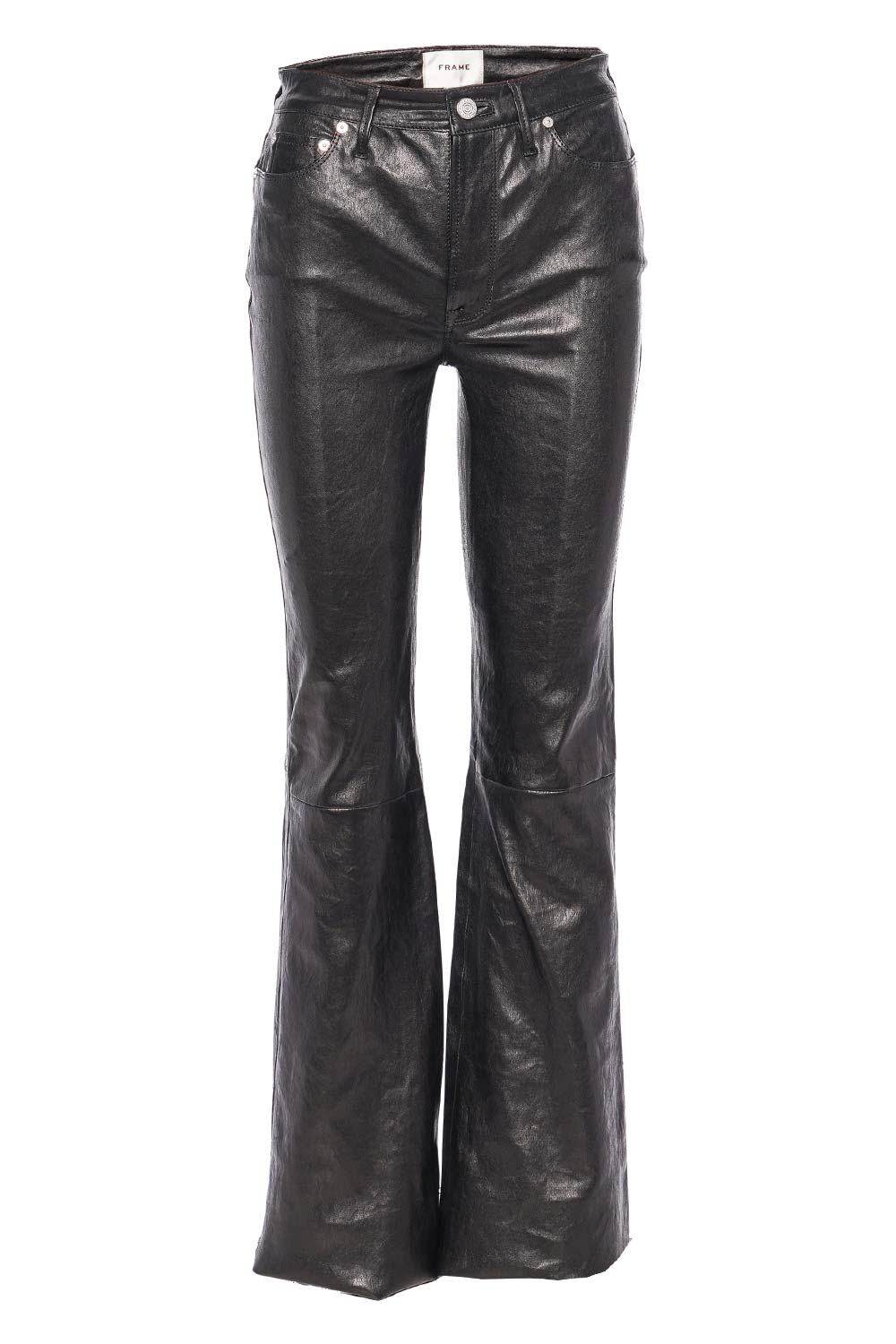 FRAME The Slim Stacked Black Leather Pants