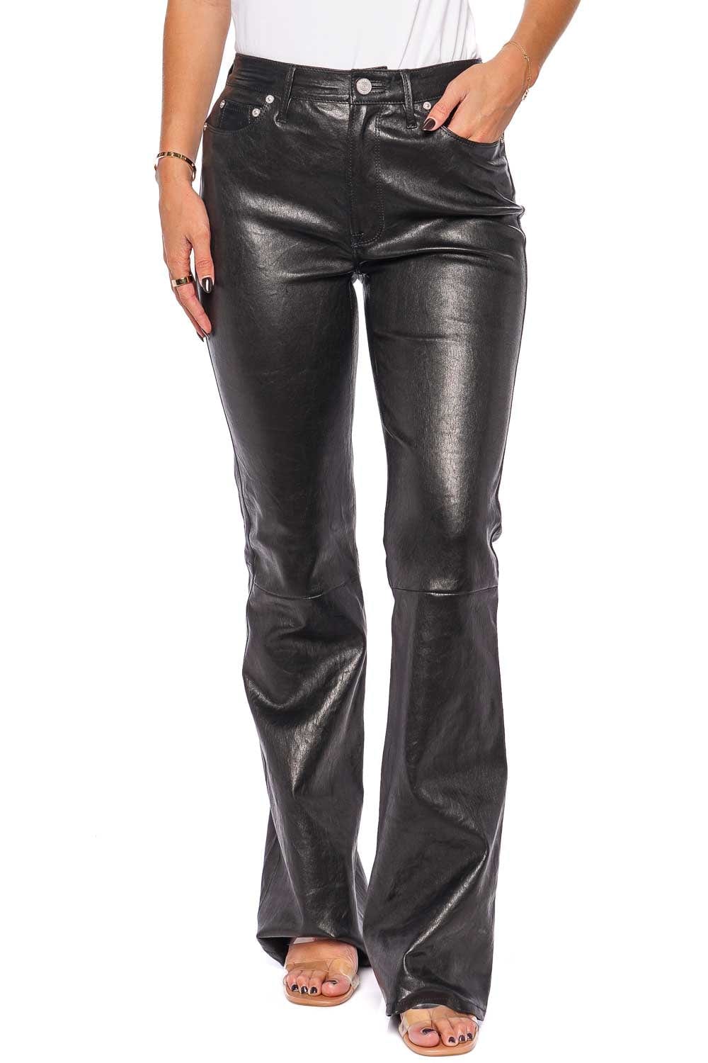 FRAME THE SLIM STACKED LEATHER PANT WW23LPA008 BLACK