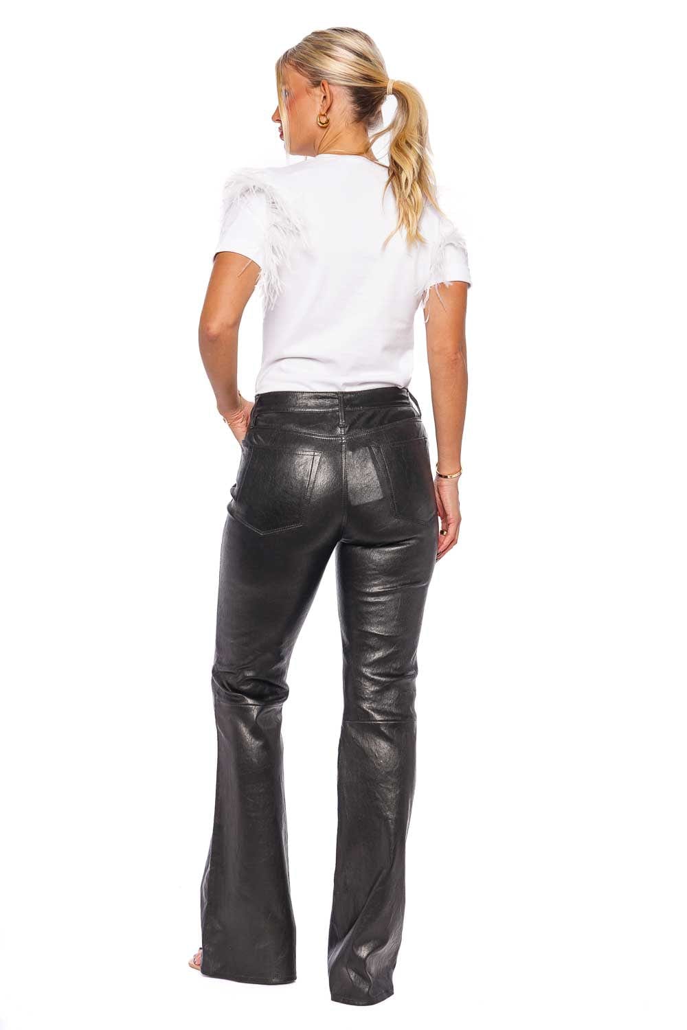 FRAME THE SLIM STACKED LEATHER PANT WW23LPA008 BLACK