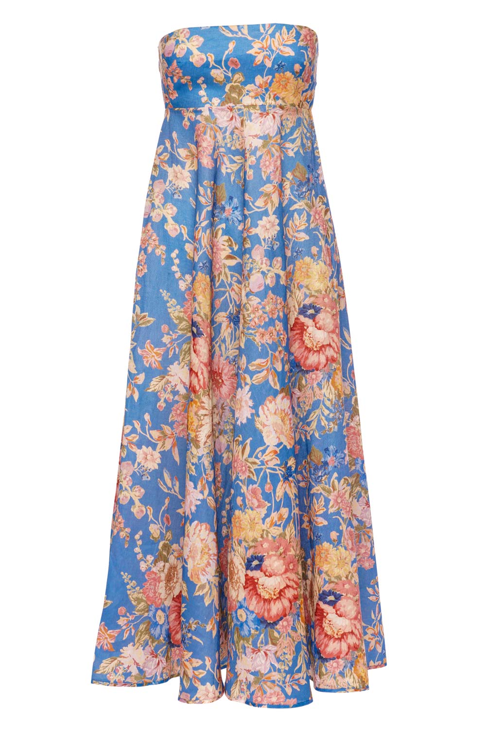 ZIMMERMANN August Bandeau Midi Dress 1982DRS242 Dusty Blue Floral