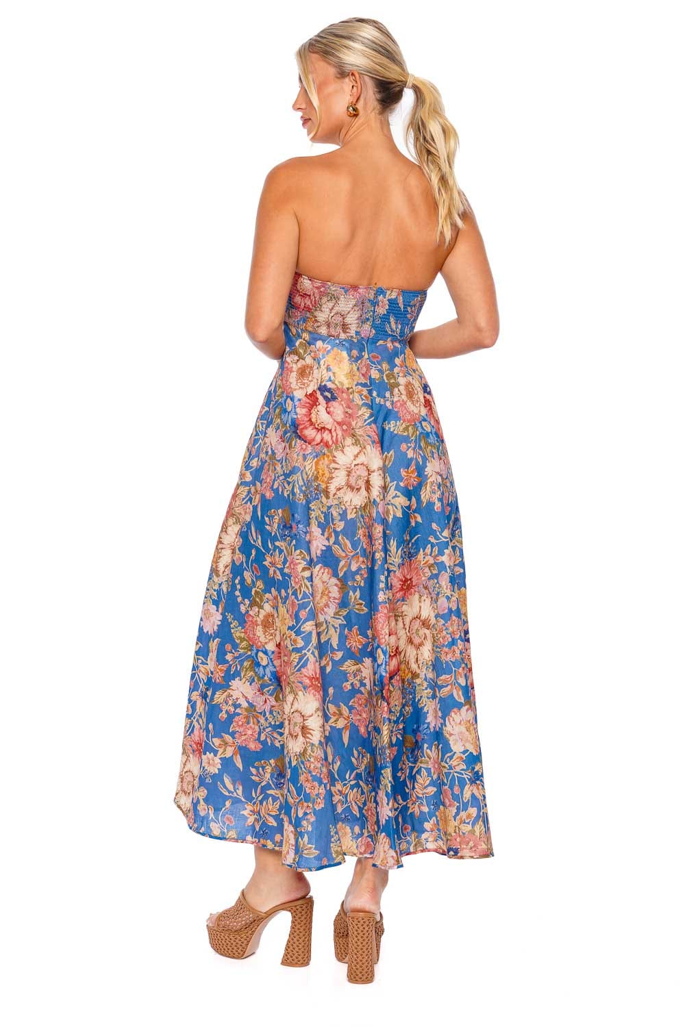 ZIMMERMANN August Bandeau Midi Dress 1982DRS242 Dusty Blue Floral