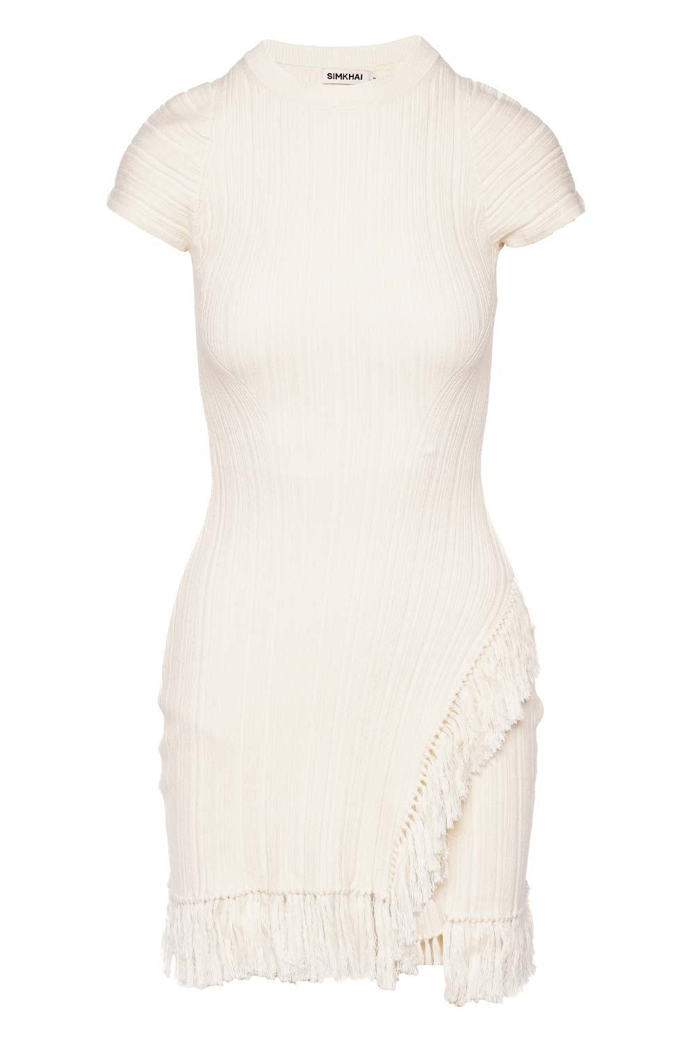 SIMKHAI Demitria Natural White Crewneck Mini Dress