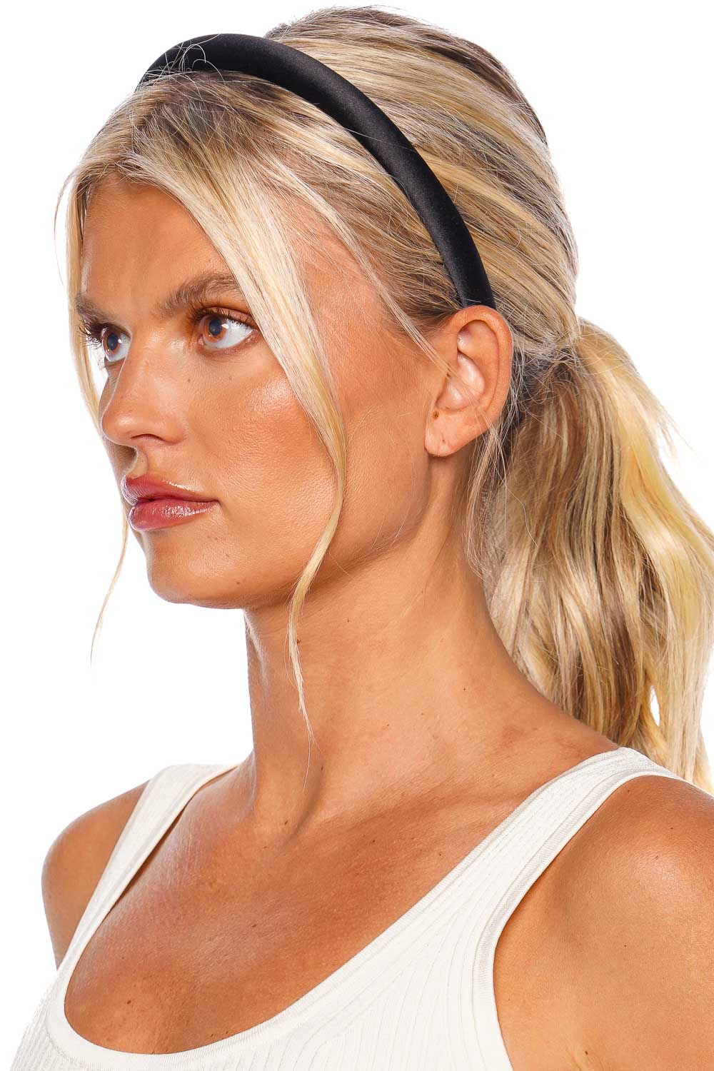 Jennifer Behr Tiana Black Padded Silk Headband