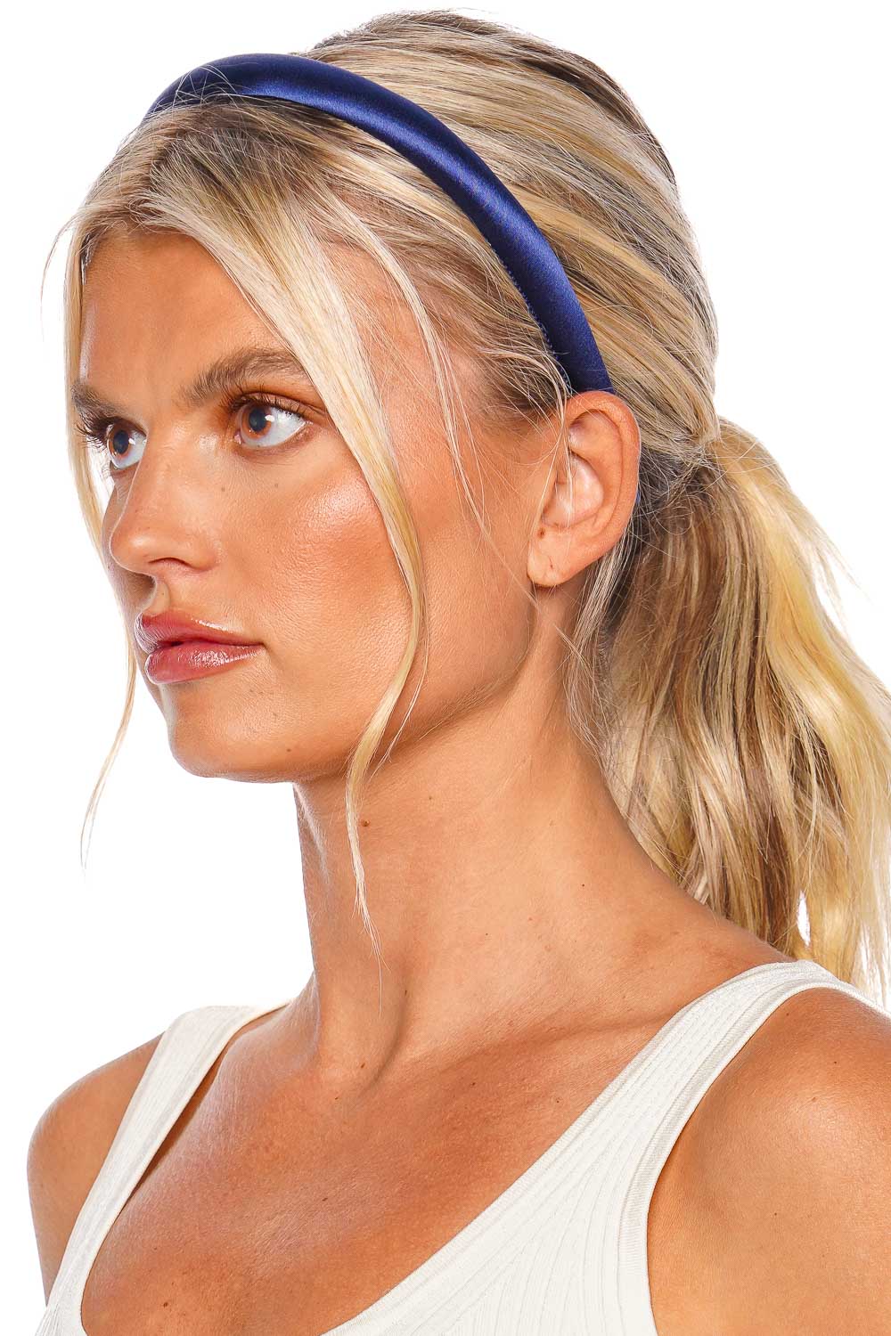 Jennifer Behr Tiana Navy Padded Silk Headband