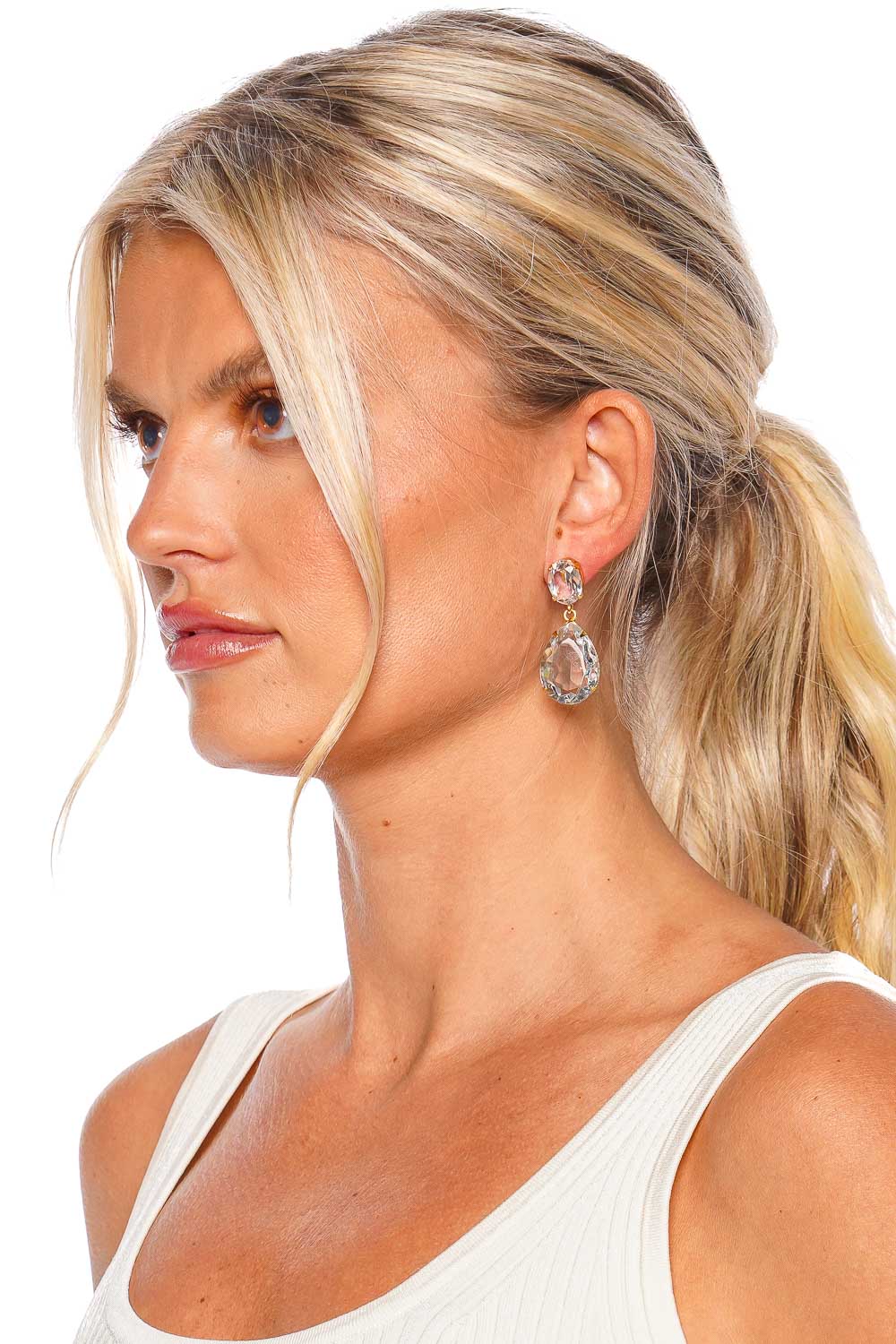 Jennifer Behr Kyra Crystal Antique Gold Drop Earrings