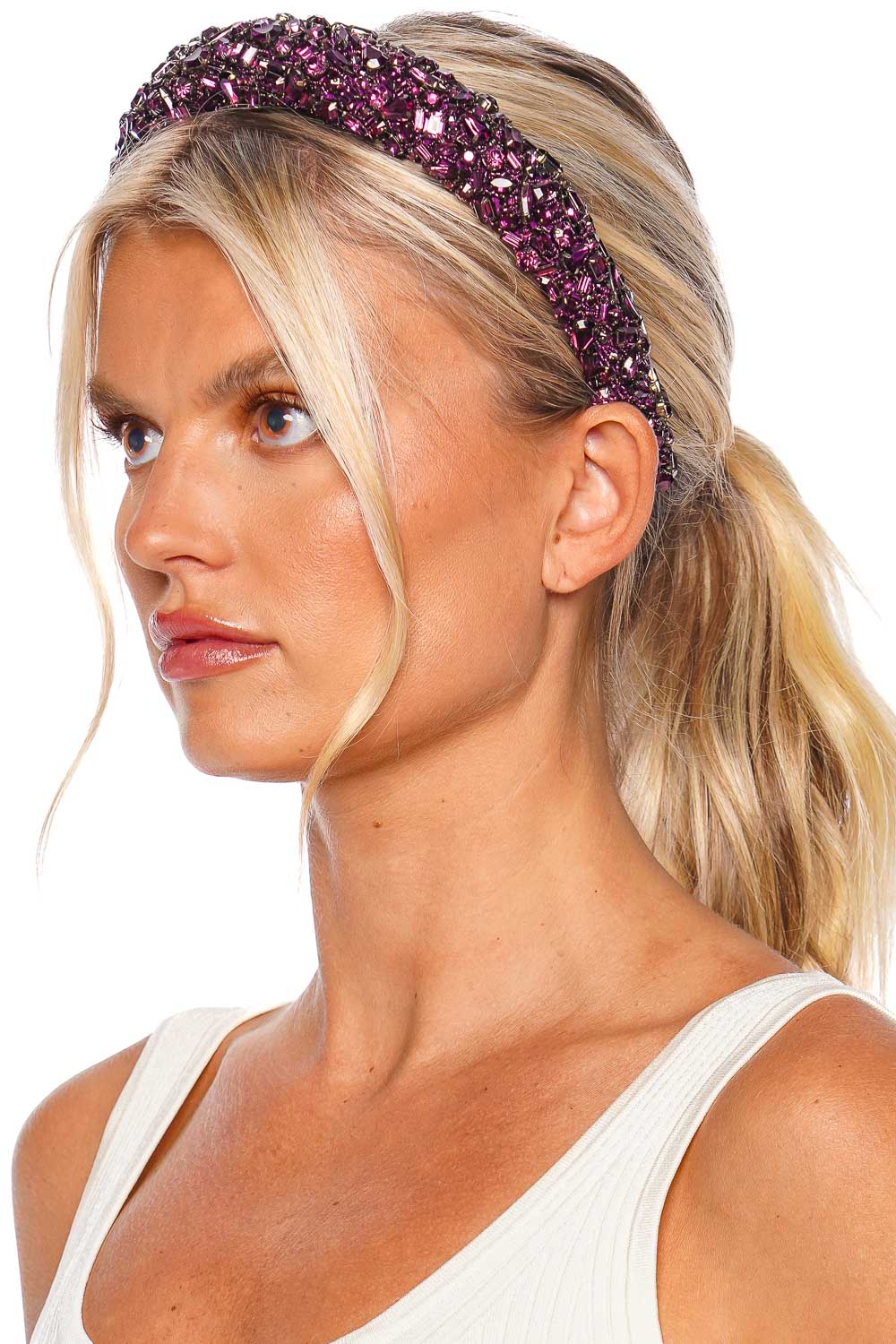 Jennifer Behr Czarina Amethyst Crystal Embellished Headband