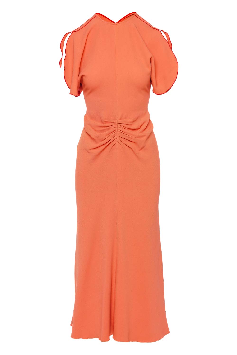 Victoria Beckham Papaya Gathered Waist Midi Dress