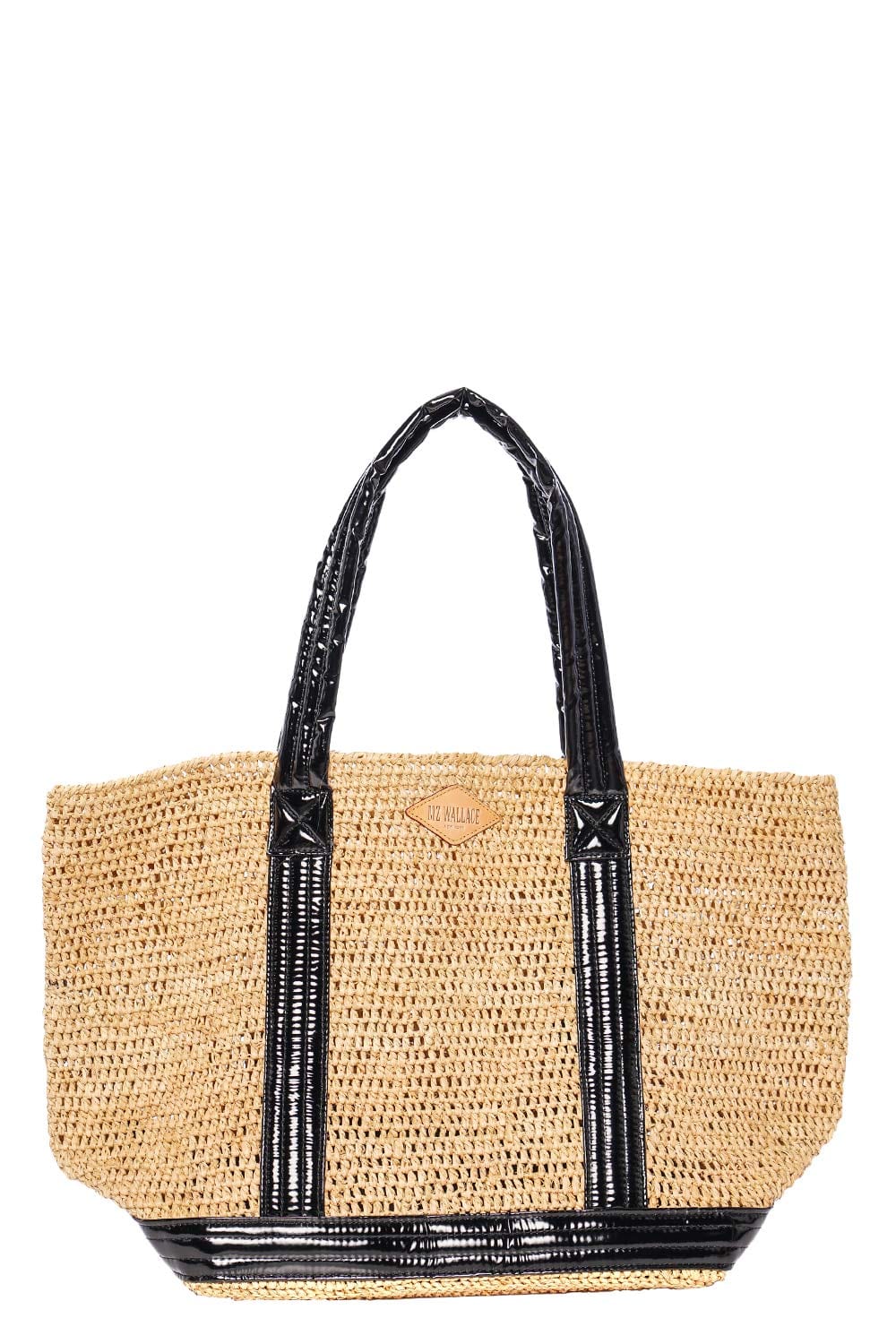 Large Raffia Black Lacquer Tote