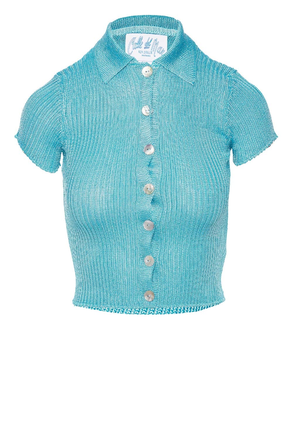 Sky Ribbed Short Sleeve Cardigan