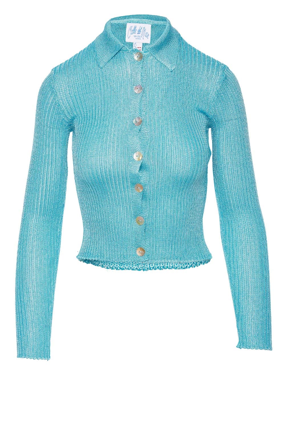 Sky Ribbed Long Sleeve Cardigan