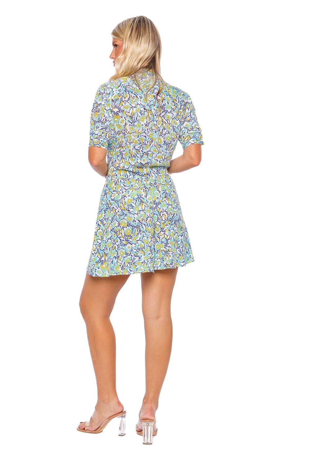 Poupette St Barth Bettina Turquoise Graffiti Mini Dress