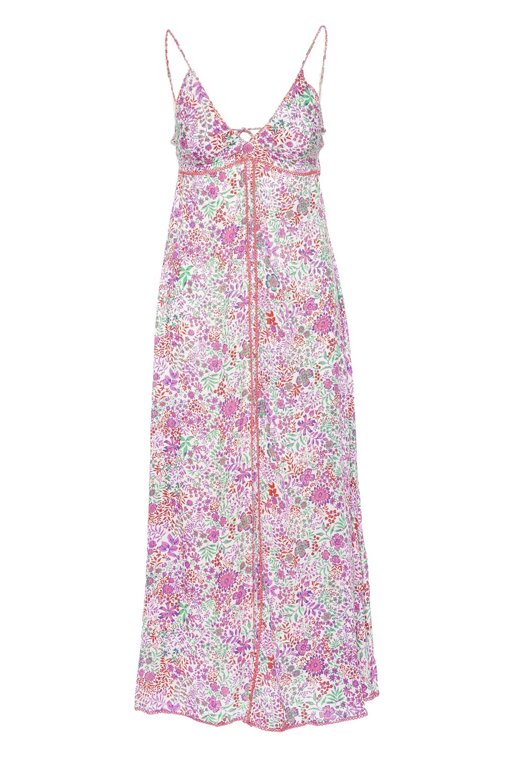 Poupette St Barth Denise White Lavender Floral Maxi Dress