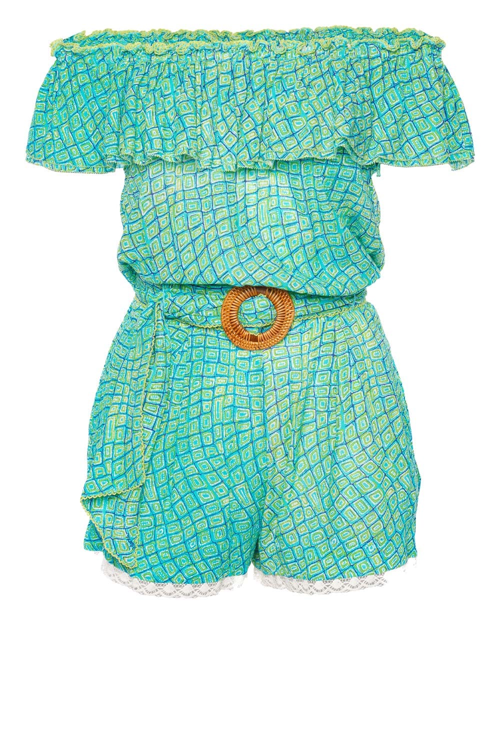 Poupette St Barth Bella Sky Abori Off Shoulder Romper