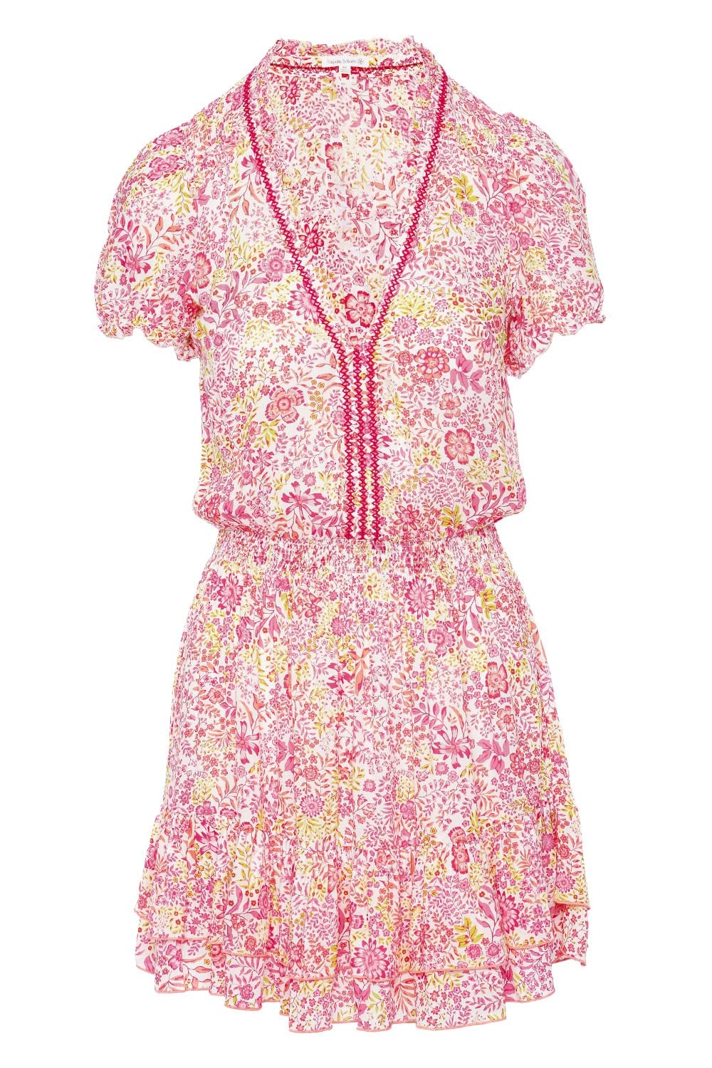 Poupette St Barth Bibi White Pink Nature Mini Dress
