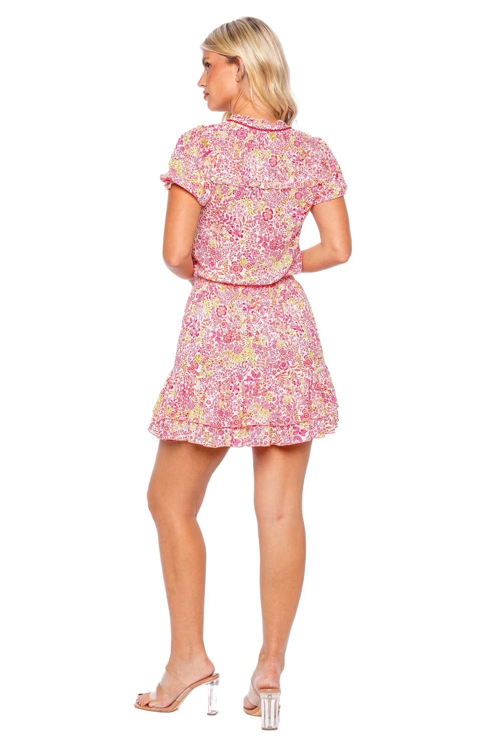 Poupette St Barth Bibi White Pink Nature Mini Dress