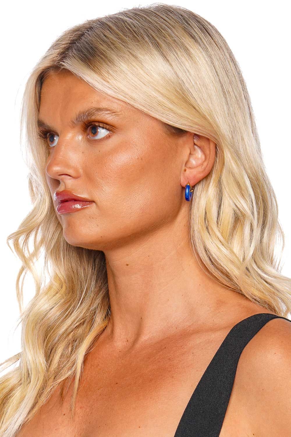 Anni Lu Petit Swell Deep Blue Hoop Earrings