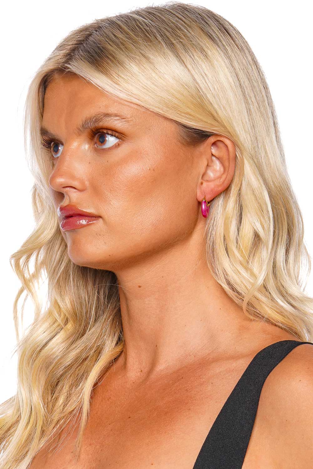 Anni Lu Petit Swell Pink Lotus Hoop Earrings