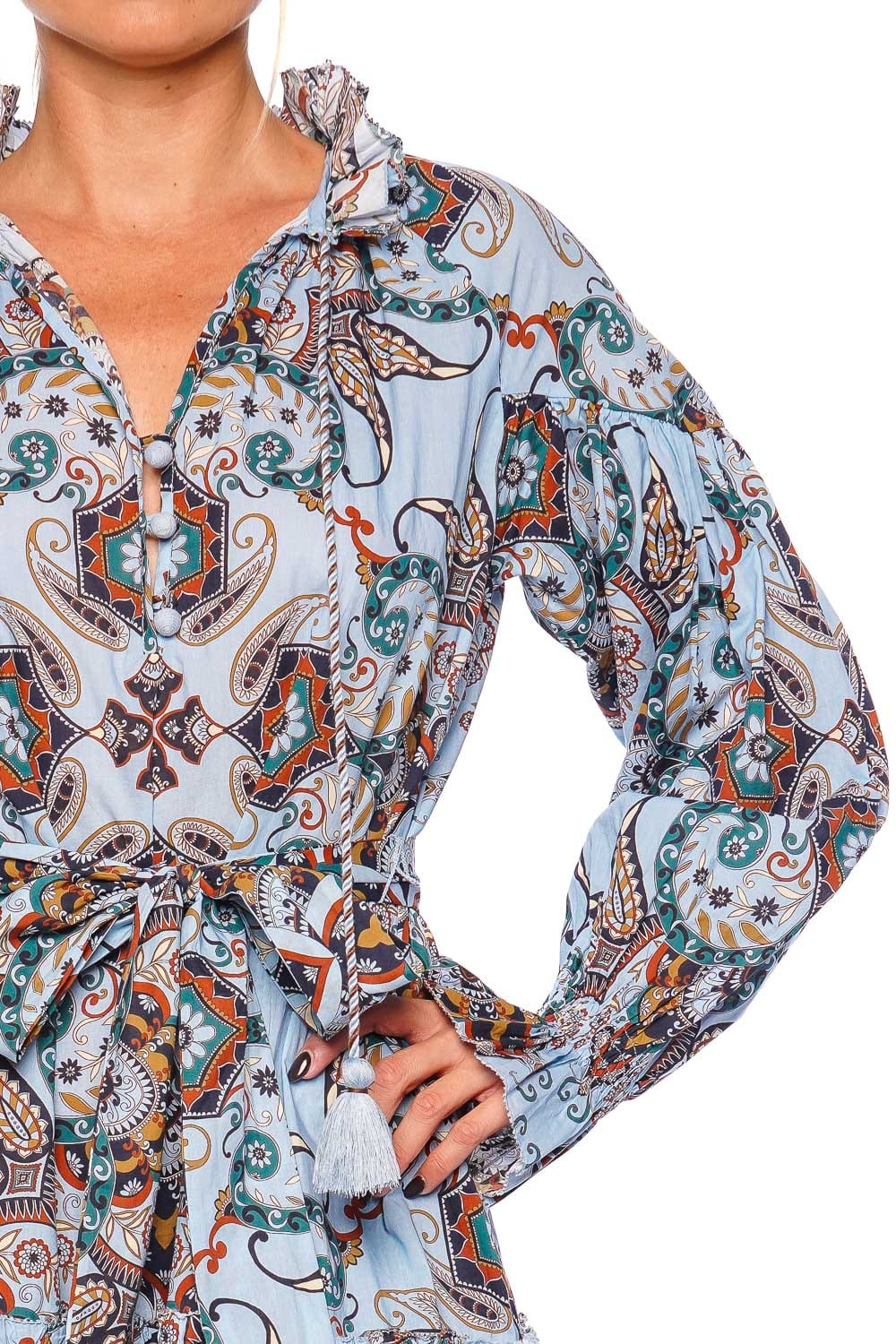 Cara Cara Poppy Blue Vintage Paisley Mini Dress