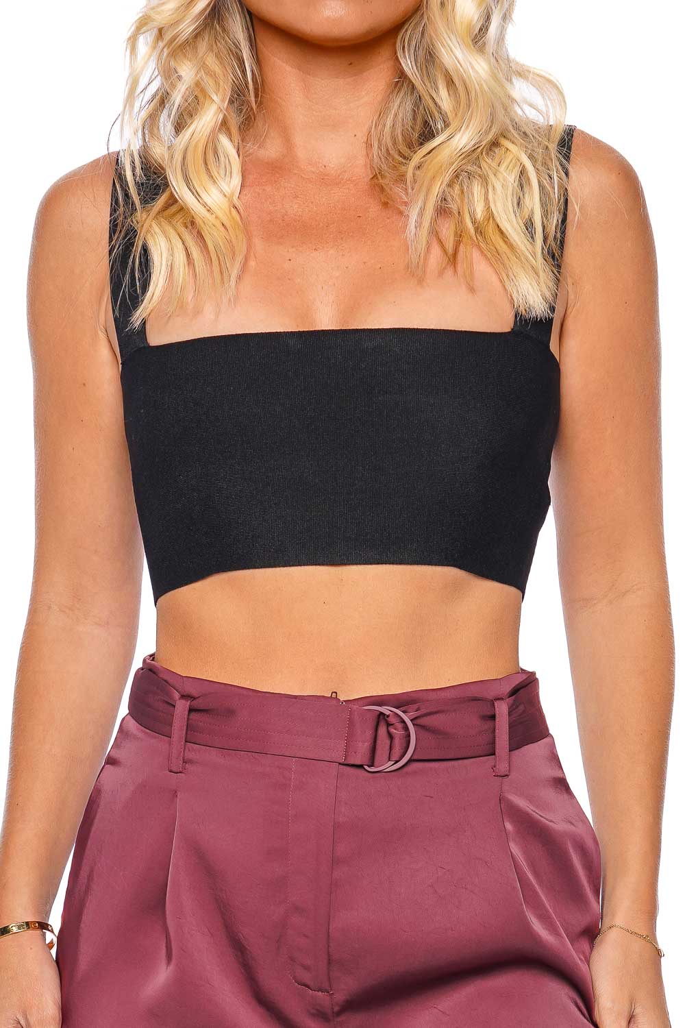 LAPOINTE Textured Satin Belted Cropped Pant E2237053OMA MERLOT