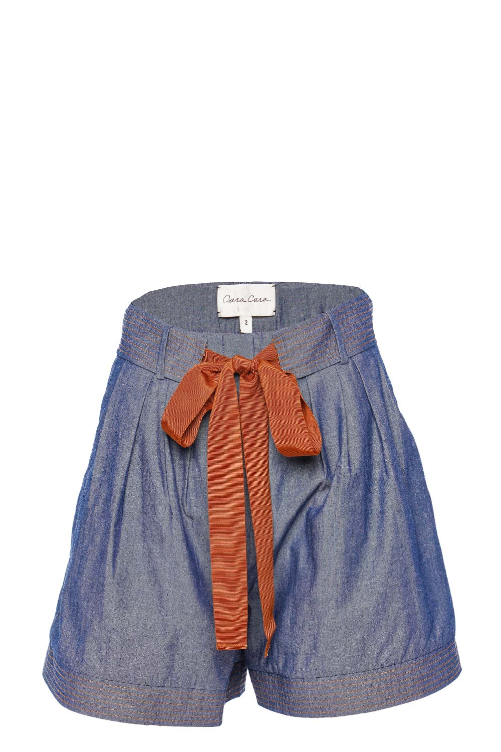 Cara Cara Zayna Chambray Ribbon Pleated Shorts