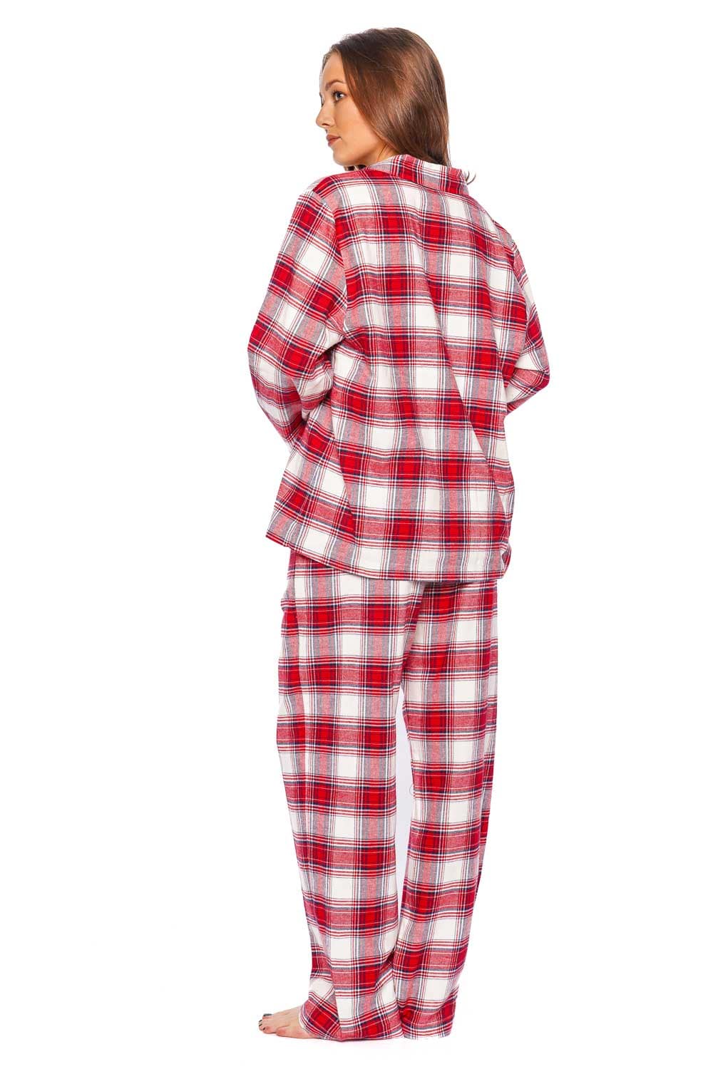 Eberjey FLANNEL LONG PJ SET PJ2060 TARTAN PLAID HAUTE RED IVORY