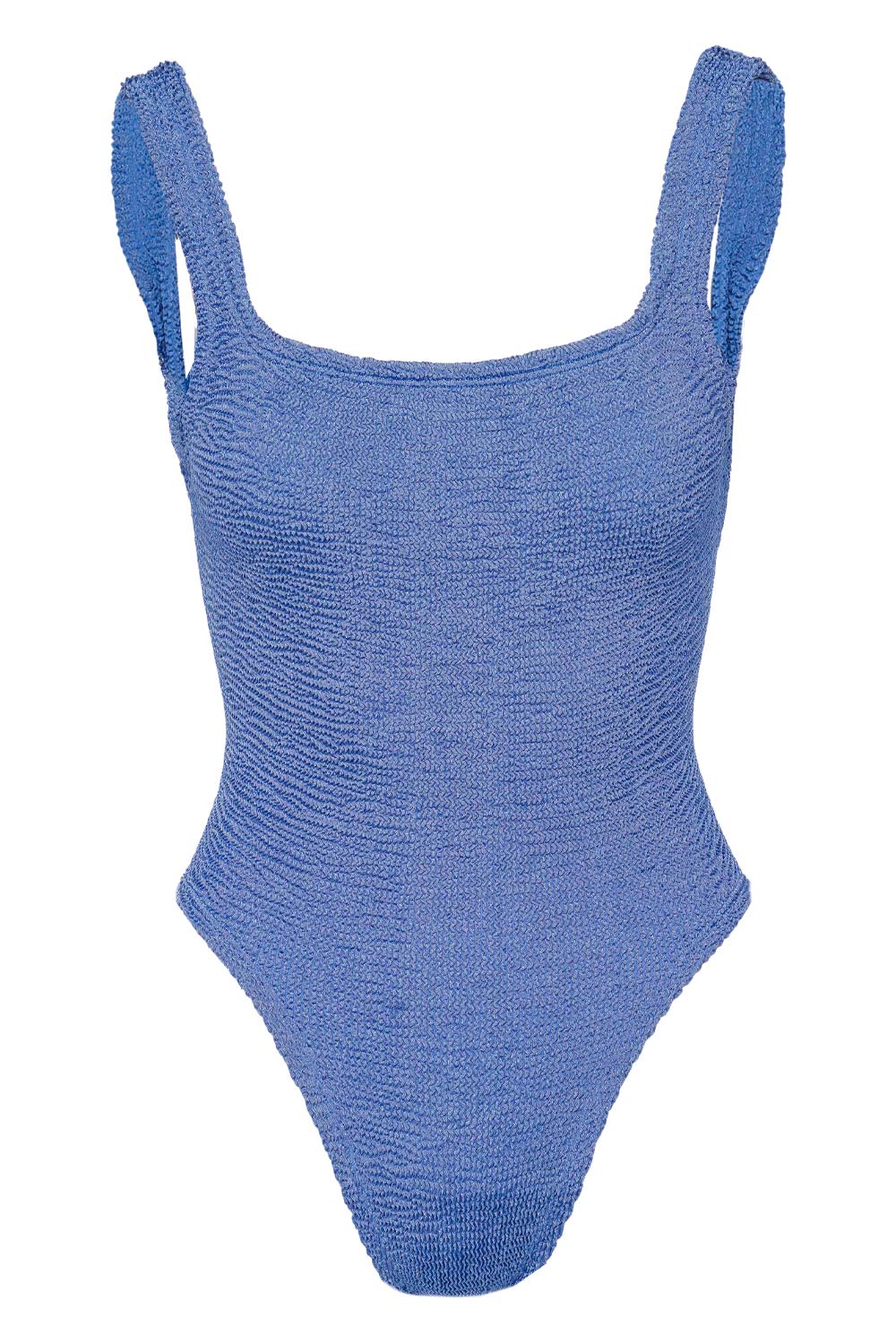 Metallic Denim Square Neck One Piece Swimsuit