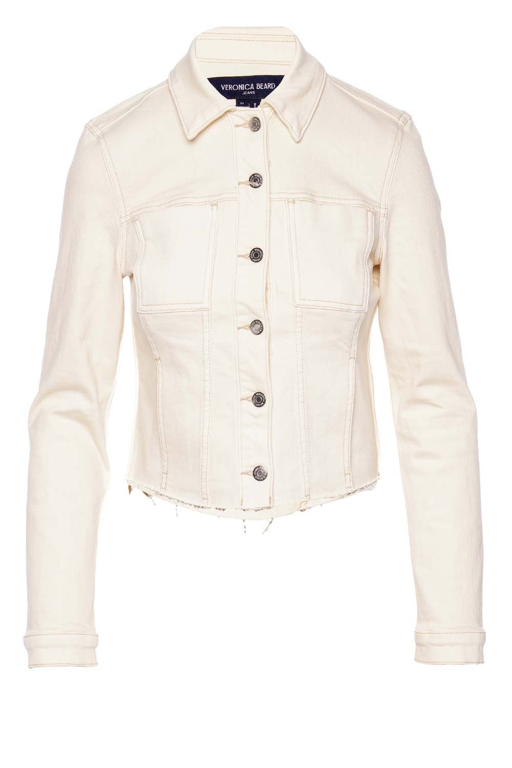 Veronica Beard Holden Ecru Cropped Denim Jacket