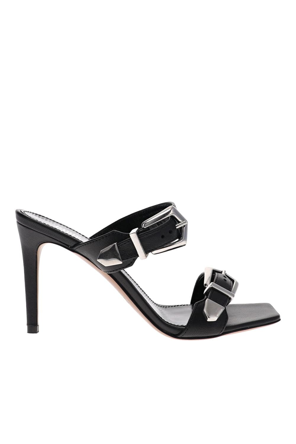 Paris Texas Ursula Black Leather Buckles Mules