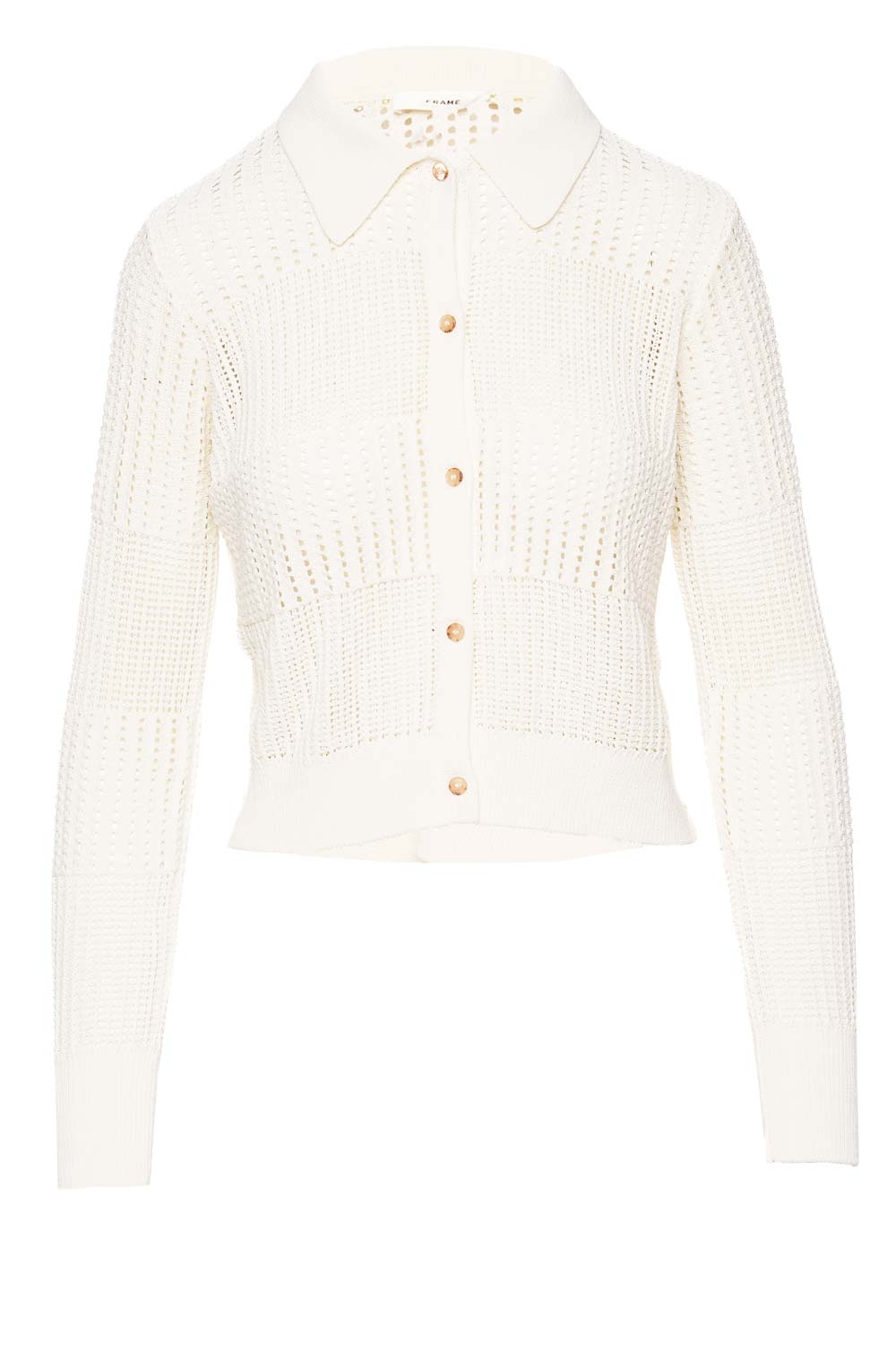 Off White Shrunken Crochet Cardigan