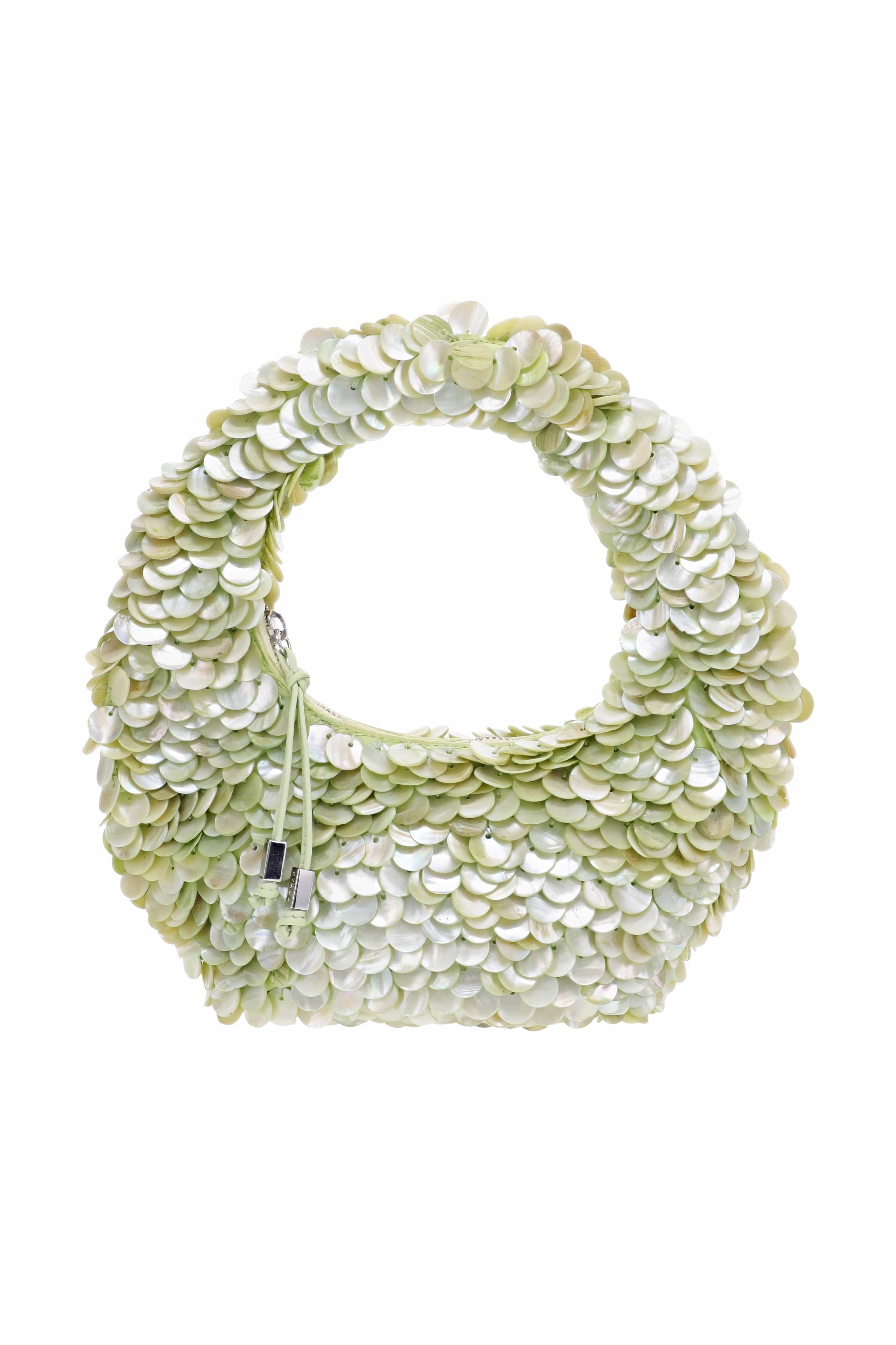Staud Reef Matcha Pearl Shell Embellished Bag