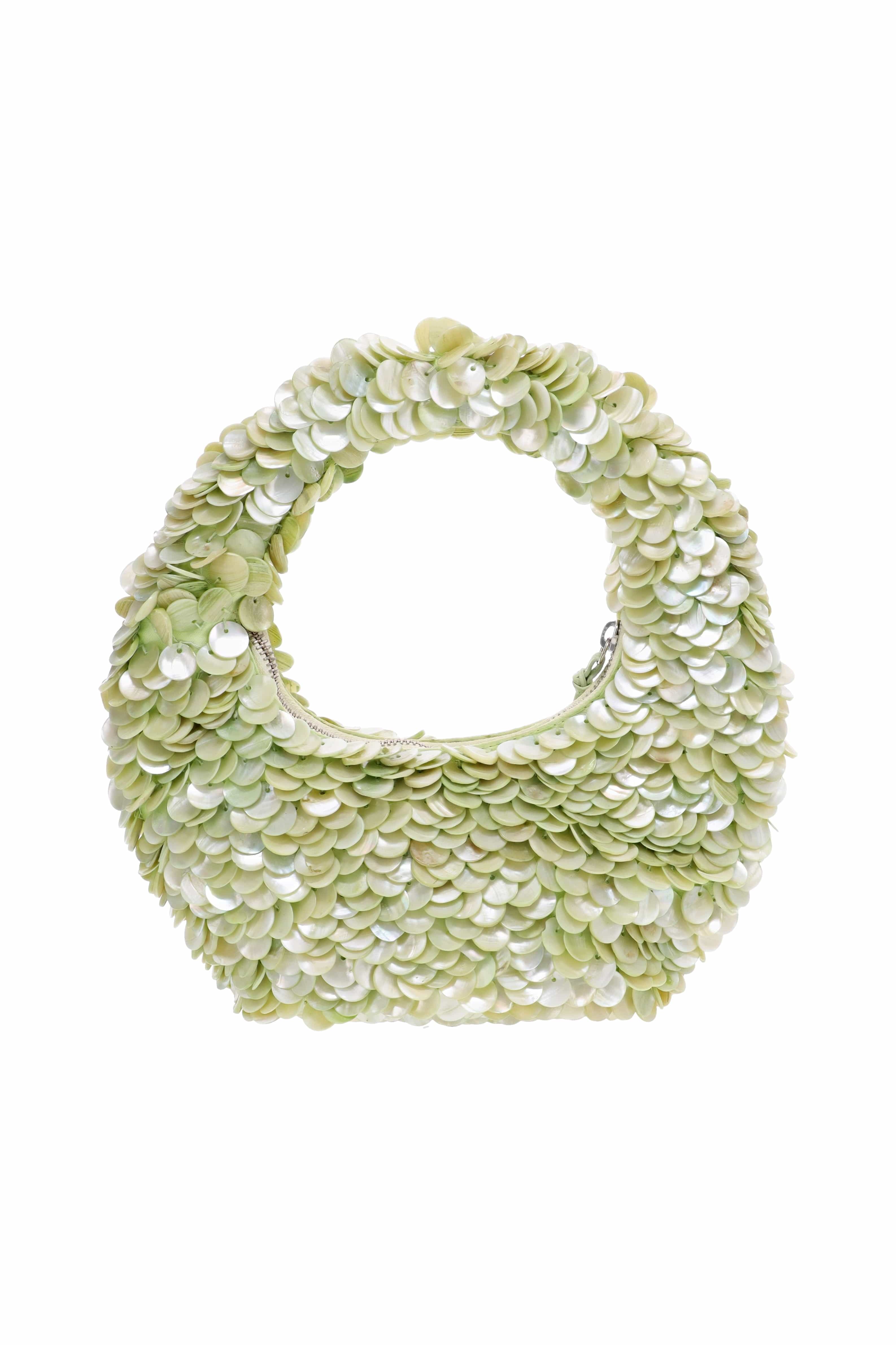 Staud Reef Matcha Pearl Shell Embellished Bag