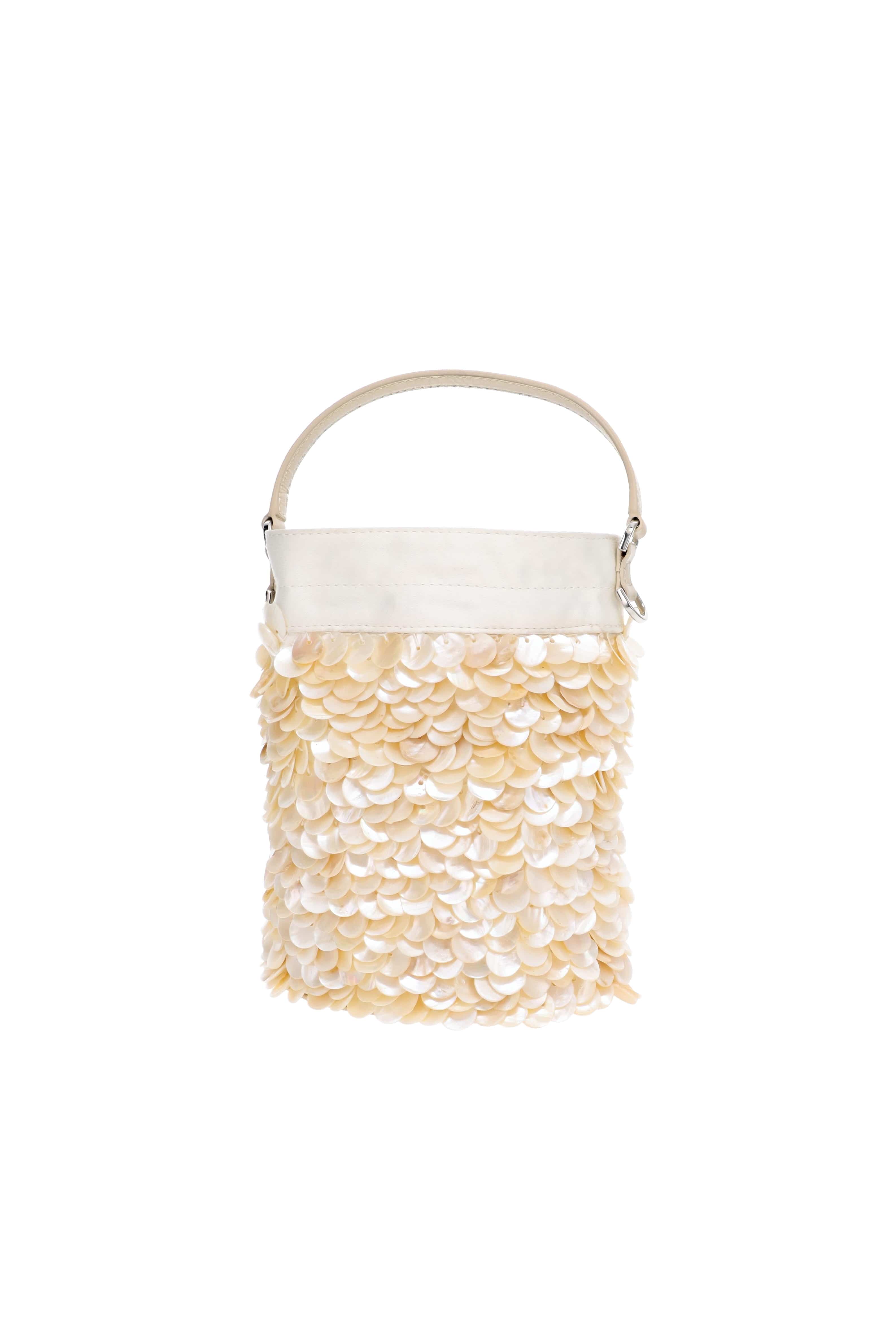 Staud Lila Cream Pearl Shell Embellished Mini Bag