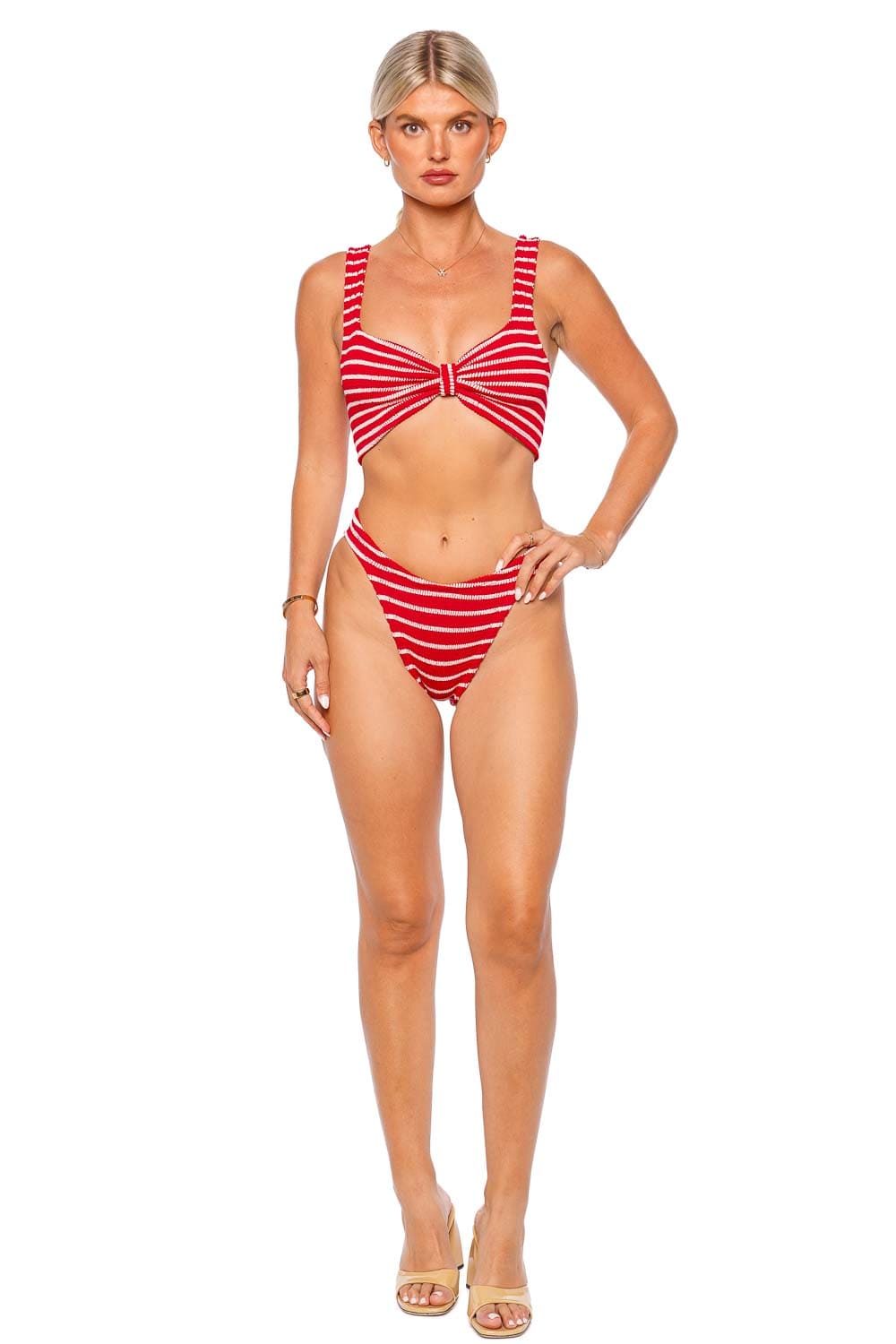 Bonnie Red White Striped Bikini Set