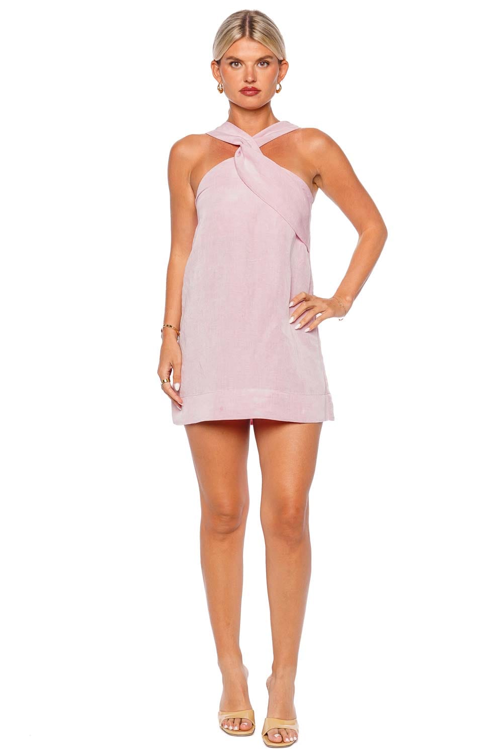 Feminine Pink Linen Shift Dress | Italian Linen